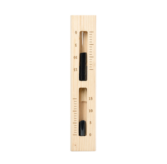 Sauna Sand Timer V-H010 | Wholesale | 15 Min Aspen Wood Sauna Hourglass Black Sand Watch | B2B Bulk Supply