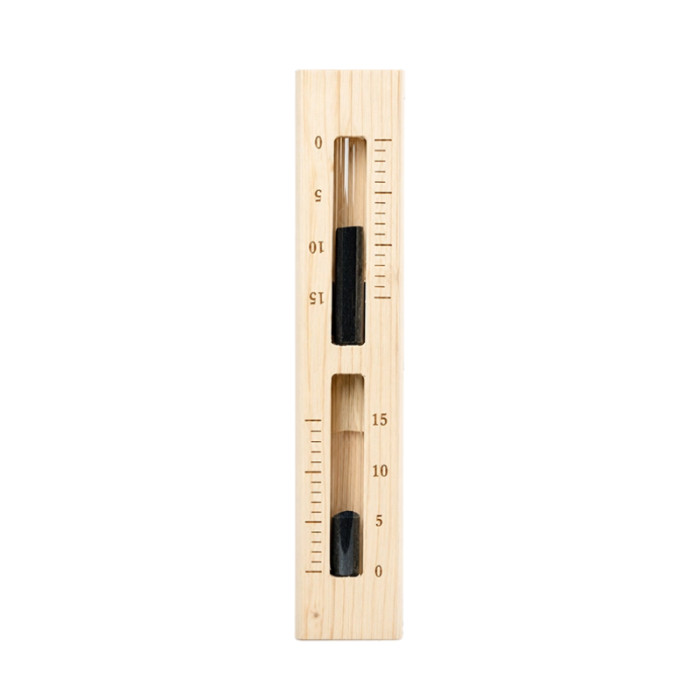 Sauna Sand Timer V-H010 | Wholesale | 15 Min Aspen Wood Sauna Hourglass Black Sand Watch | B2B Bulk Supply