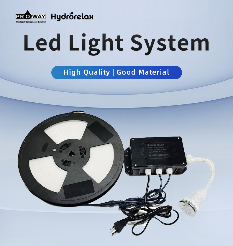 Bathtub LED strip lighting system with controller and lamp