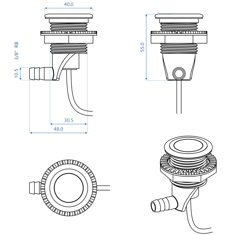 Bathtub LED Air Jets Manufacturer