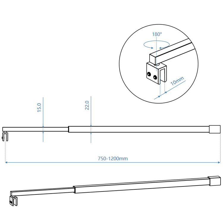 Shower Glass Support Bar Wholesale