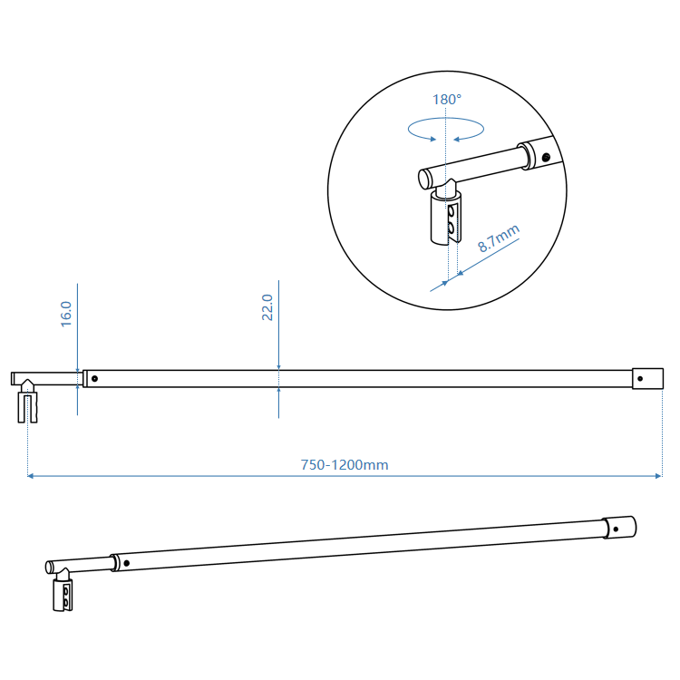 Shower Glass Support Bar Wholesale