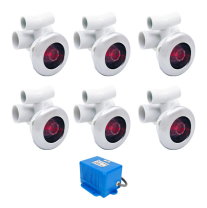 Kit de iluminación LED para jacuzzi LWJ-01 | Venta al por mayor | Juego de chorros de hidromasaje LED con 6 chorros iluminados de 90 mm de diámetro y controlador de sincronización: iluminación envolvente para spa e hidromasaje
