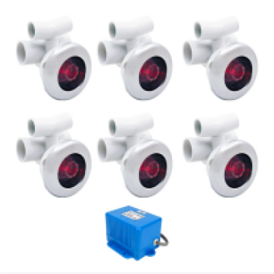 Hot Tub Led Light Kit LWJ-01 | Wholesale | LED Whirlpool Jet Set with 6 D90mm Lighted Jets & Synchronization Controller – For Immersive Spa Illumination and Hydro Massage