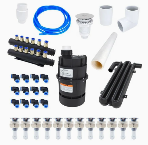 Kit de masaje de aire para jacuzzi | Venta al por mayor | Sistema de spa de aire de 12 chorros con colectores dobles, sistema de seguridad antirretorno y soplador opcional de 300 W/700 W: masaje de burbujas equilibrado para jacuzzis premium