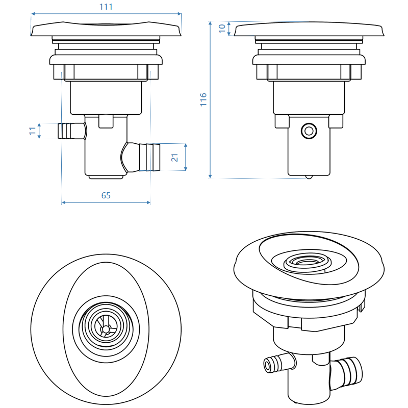 Spa Water Jet CA400R1 Dimensions