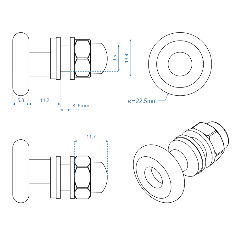 Shower Roller HL-11 Dimension