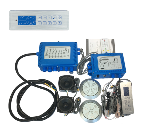 Hot Tub Control Kit KL7005 | Wholesale | Integrated SPA Control System with Panel & Box – Controls Water Pump, Air Pump, FM Radio, LED Lights, Ozone, and Heater for Whirlpool & Spa Use