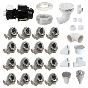 Bathtub Whirlpool Hydromassage System | Wholesale |  Complete Spa Whirlpool Plumbing Kit with LP300 Pump | Bulk Supply