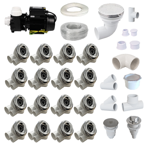 Bathtub Whirlpool Hydromassage System | Wholesale |  Complete Spa Whirlpool Plumbing Kit with LP300 Pump | Bulk Supply