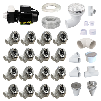 Bathtub Whirlpool Hydromassage System | Wholesale |  Complete Spa Whirlpool Plumbing Kit with LP300 Pump | Bulk Supply