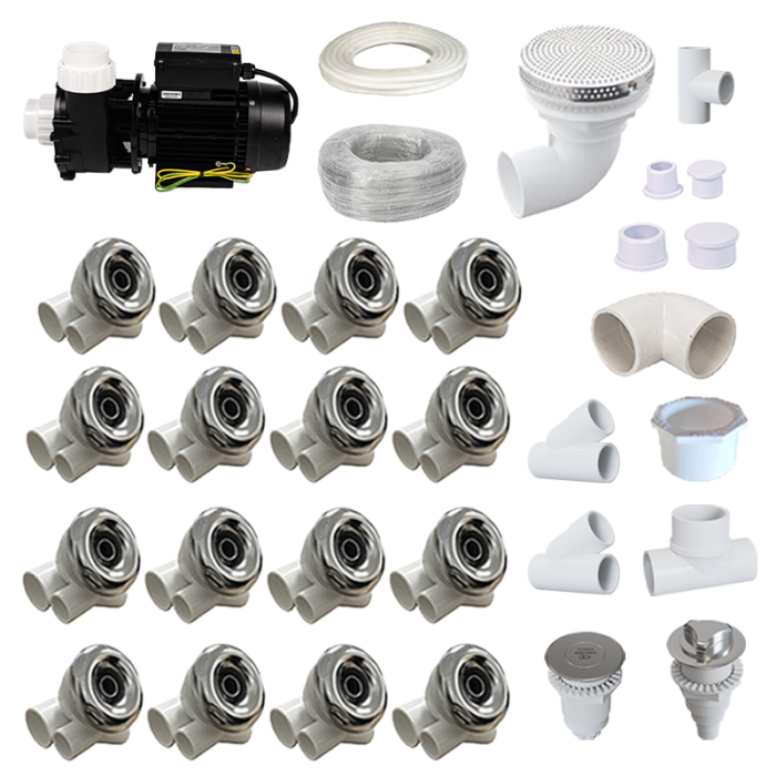 Bathtub Whirlpool Hydromassage System | Wholesale |  Complete Spa Whirlpool Plumbing Kit with LP300 Pump | Bulk Supply