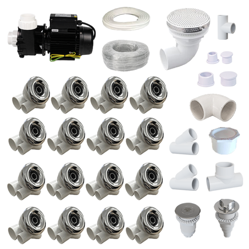 Bathtub Whirlpool Hydromassage System | Wholesale |  Complete Spa Whirlpool Plumbing Kit with LP300 Pump | Bulk Supply