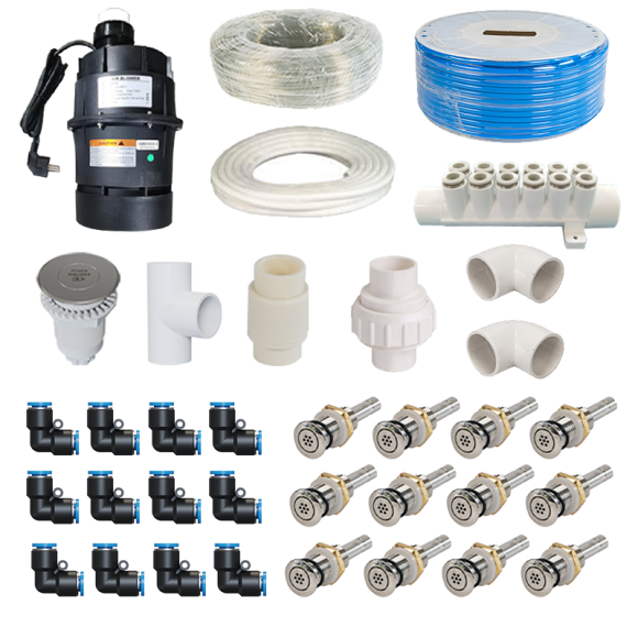 Bathtub Air System AJ-017S | Wholesalsale | Complete Hot Tub Air Blower and Bubble Jet Kit | Factory Bulk Supply
