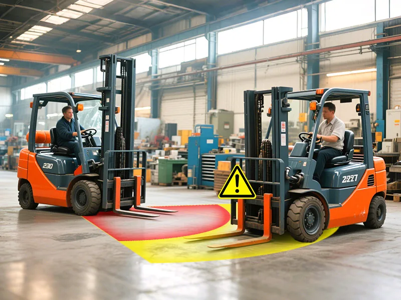 Forklift fleet working in a warehouse