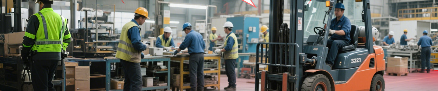 Forklift and warehouse staff sharing an aisle with proximity warning coverage