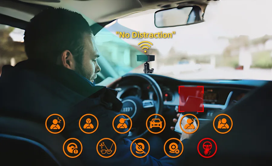 Driver monitoring camera used for distraction alerts