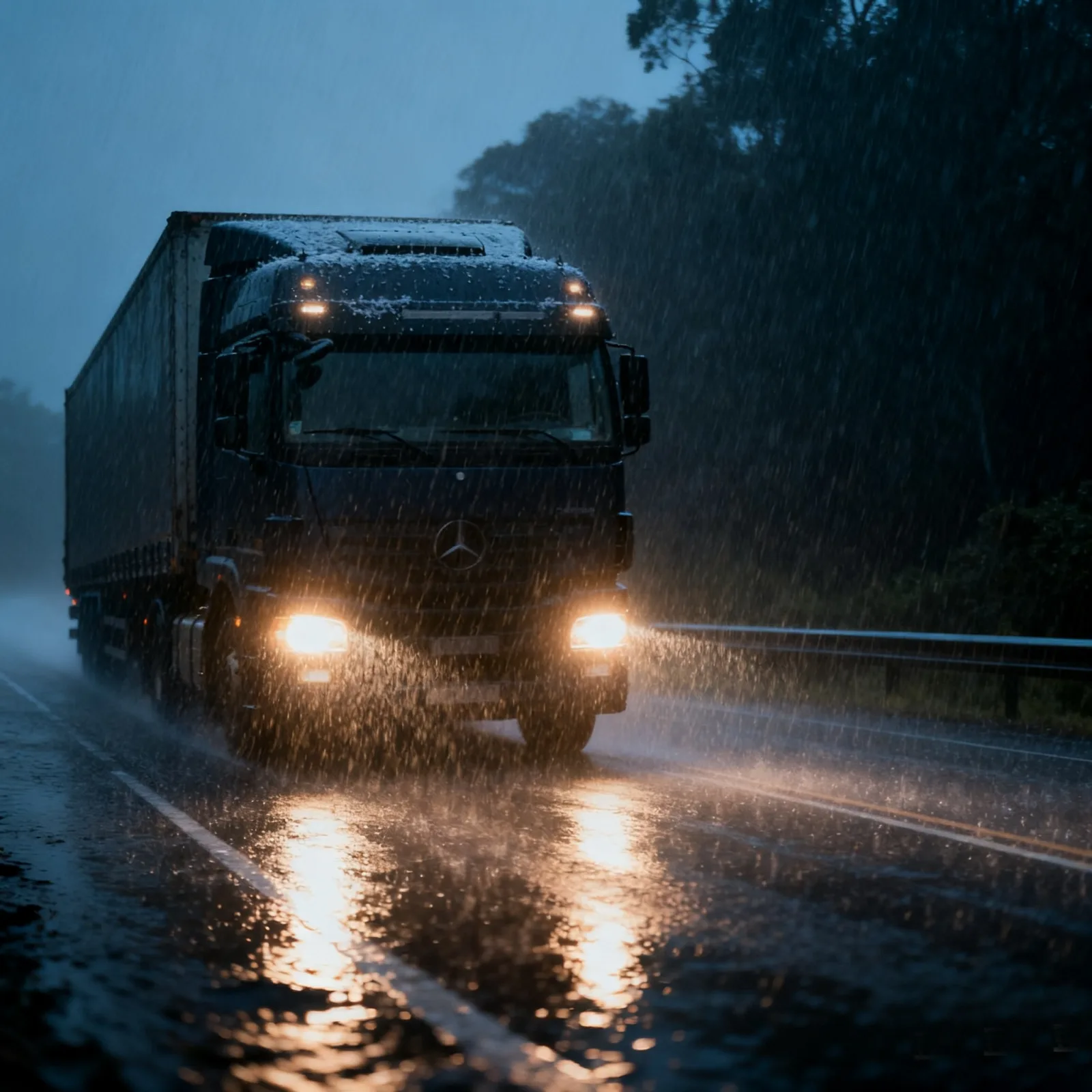 Commercial vehicle driving in severe weather