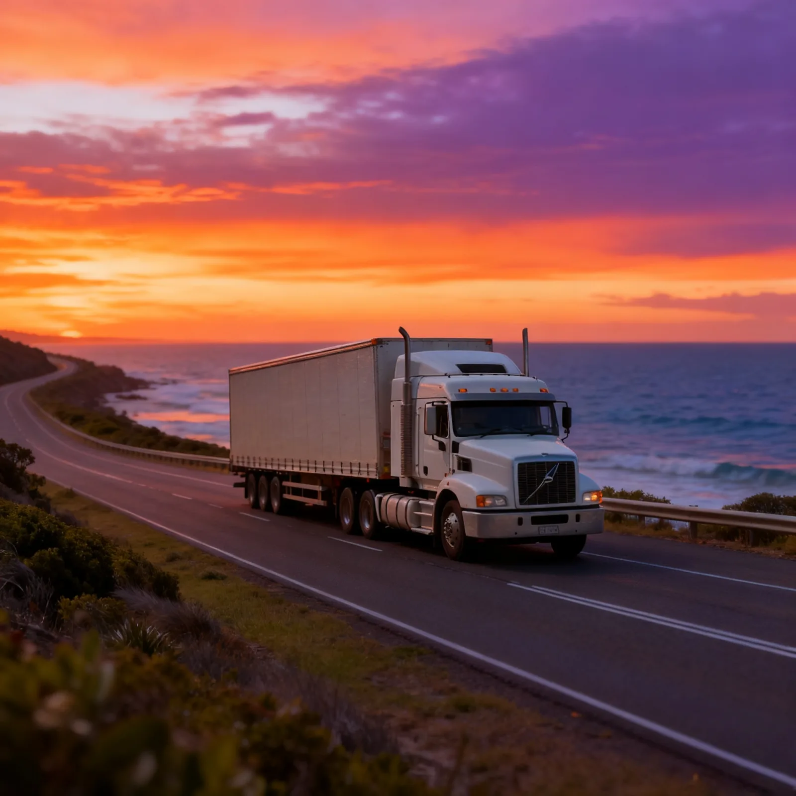 Truck driver using fleet safety technology in the cab