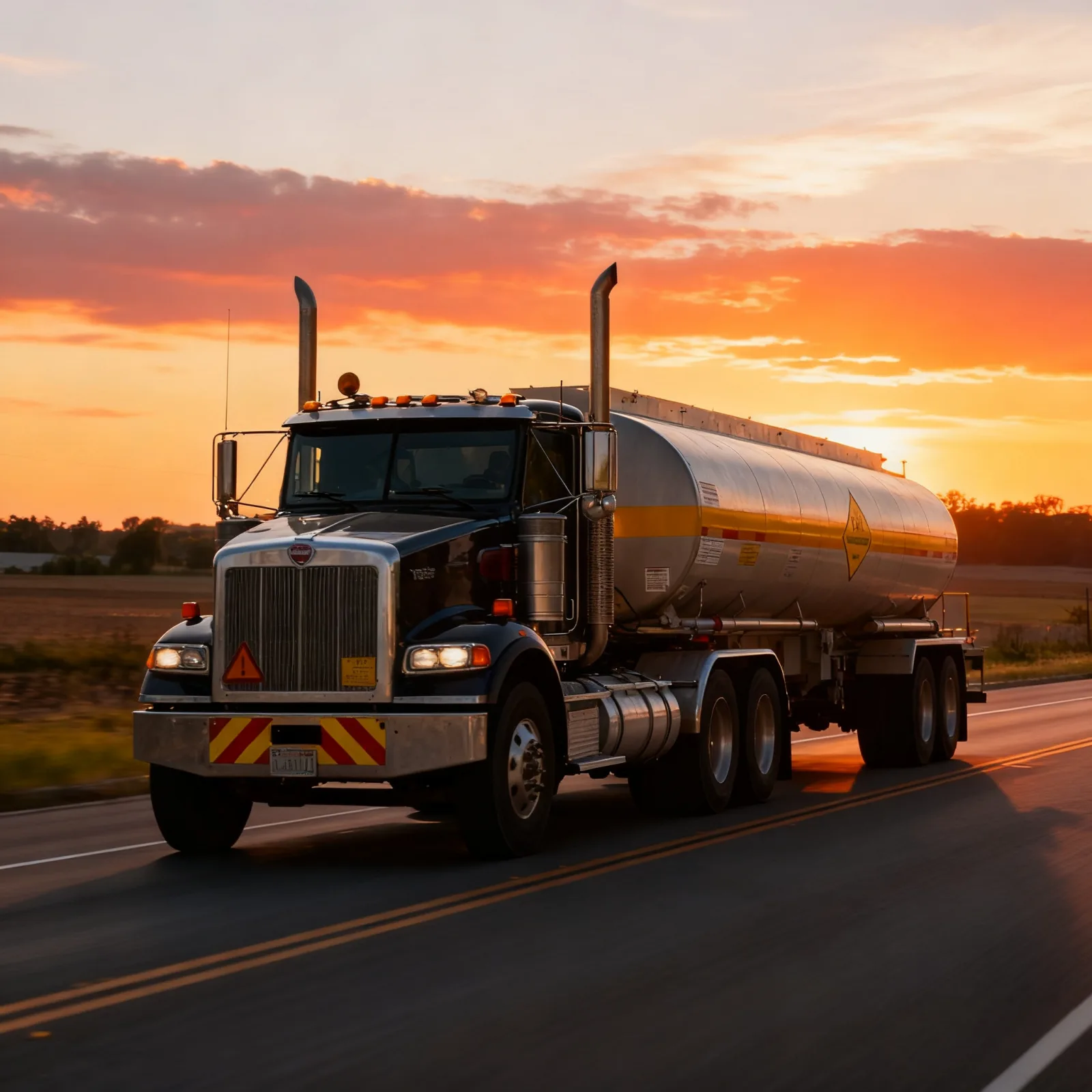 Tanker vehicle used for dangerous goods transport