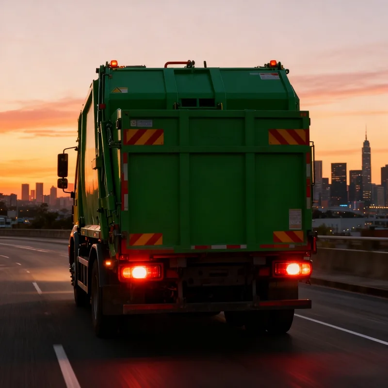 Waste collection vehicle working on a local route