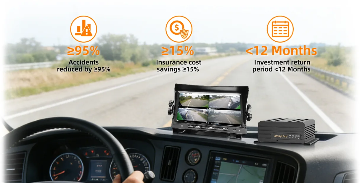 AI blind spot camera view beside a truck