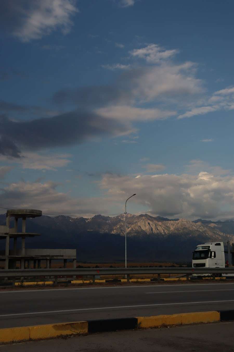 Freight truck operating on a mountain highway