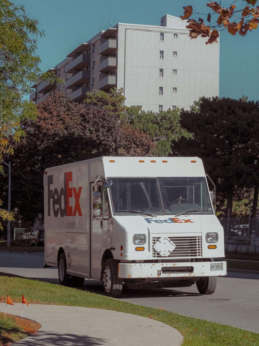 Commercial delivery truck parked during fleet operations