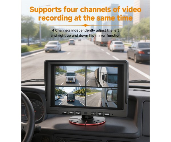 DP285-A 10.1" Large-Format Quad-Split In-Cab Fleet Monitor
