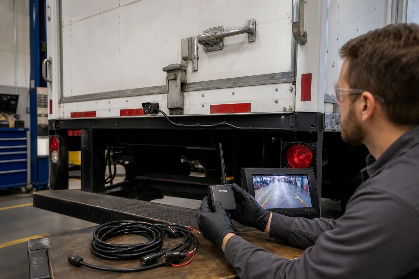 Wired and wireless backup camera signal paths for commercial vehicles