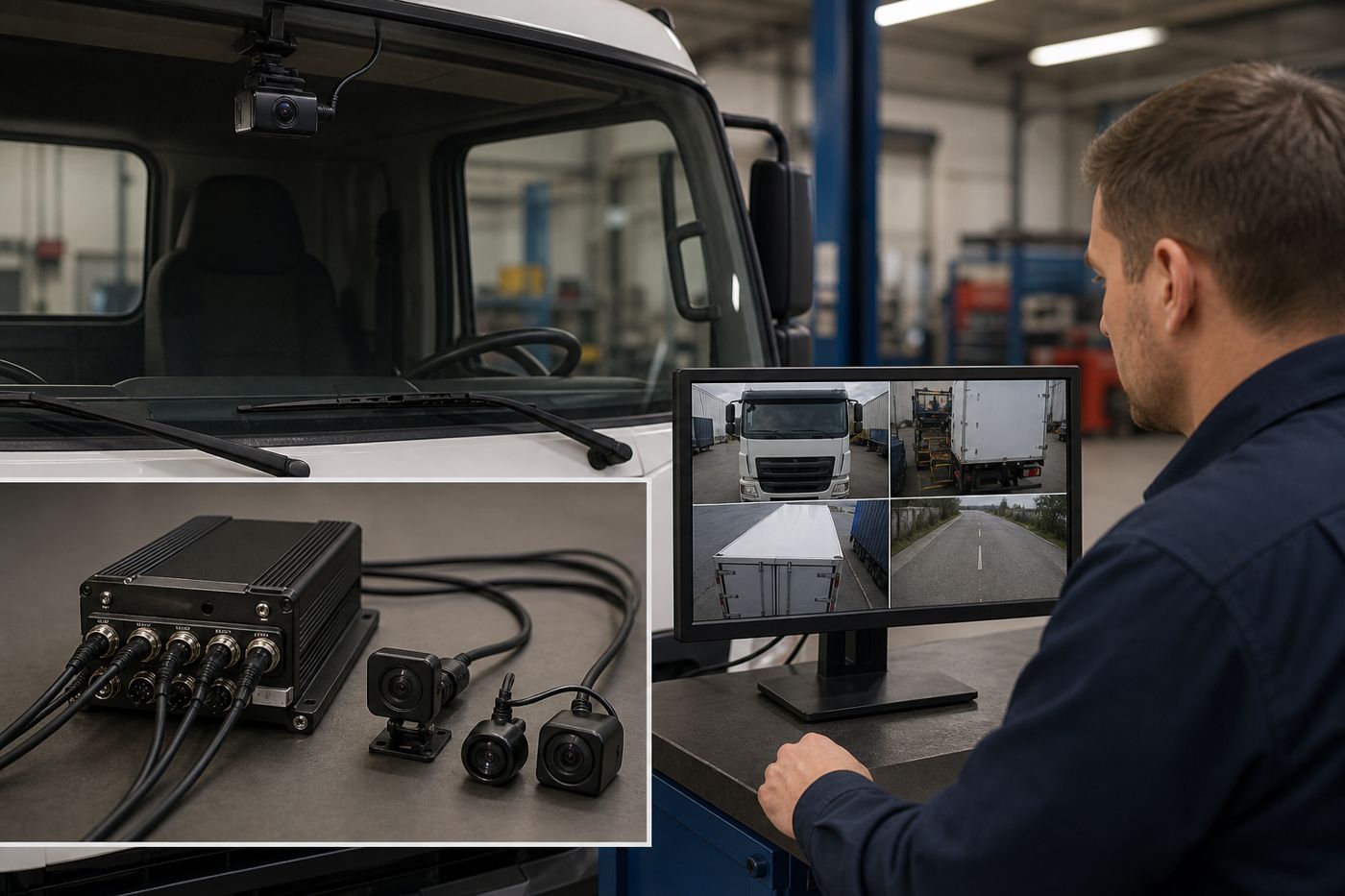 Commercial fleet camera installation and system test