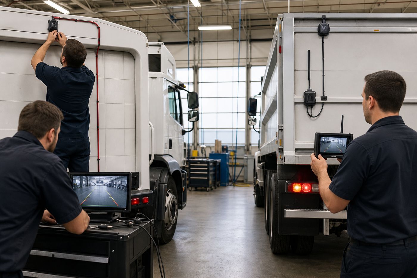Commercial fleet camera installation and system test