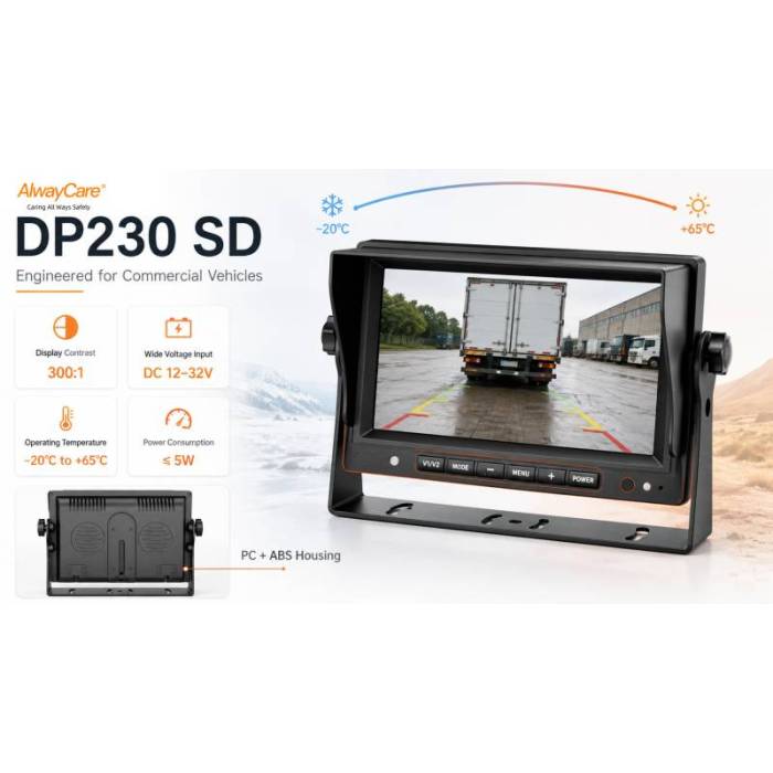 DP230-A 7" 四分体 4 通道商用车监视器