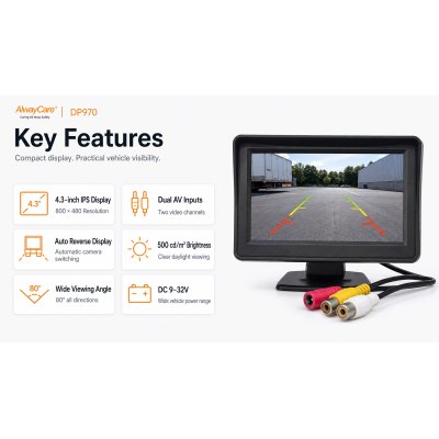 DP970 4.3" Monitor compacto para vehículos comerciales en cabina