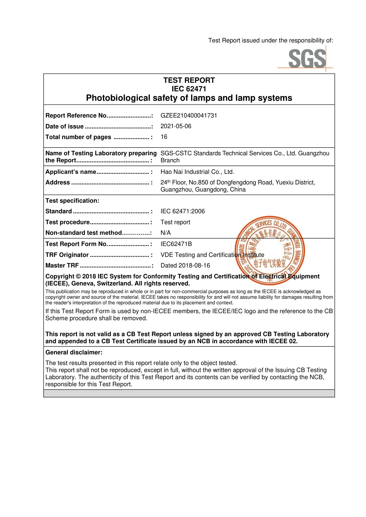 SGS Test Report of MR800 and MR801