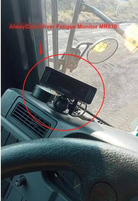AlwayCare MR830 Driver Fatigue Monitor installed on truck dashboard