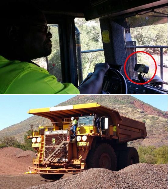 Driver Fatigue Monitor installed in mining truck cabin