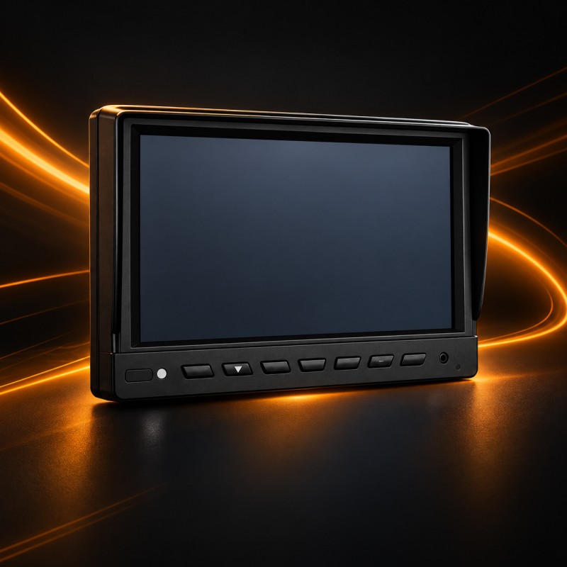 Detachable Anti-Glare Sunshield & Front Tactile Pushbuttons - DP270-A 10.1" Single-View High-Clarity In-Cab Vehicle Monitor