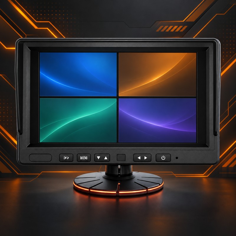 10.1" Quad-Split Display & Multi-View Monitoring - DP285-A 10.1" Large-Format Quad-Split In-Cab Fleet Monitor