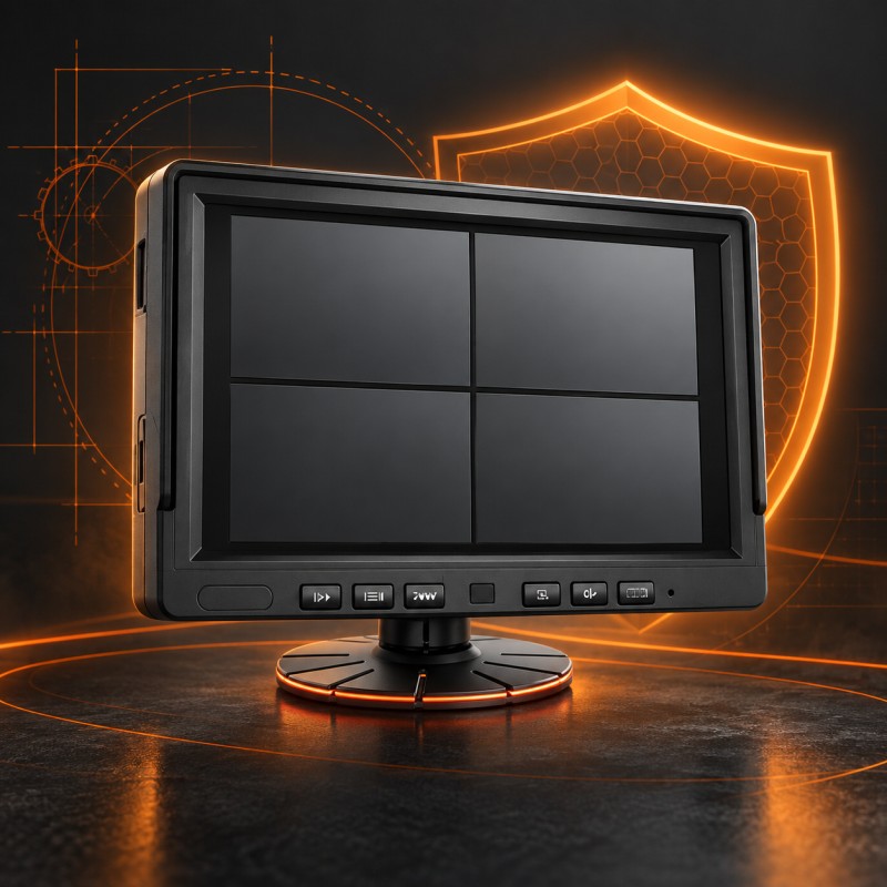 Onboard Cyclic SD Recording & Wide-Voltage Safety - DP285-A 10.1" Large-Format Quad-Split In-Cab Fleet Monitor