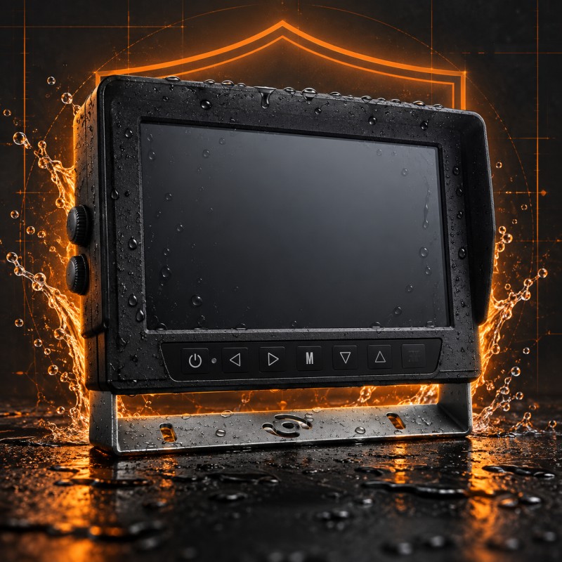 DC 9V-36V Wide Input & Locking Aviation Ports - DP210-C 7" IP68 Waterproof Dual-Channel Vehicle Monitor