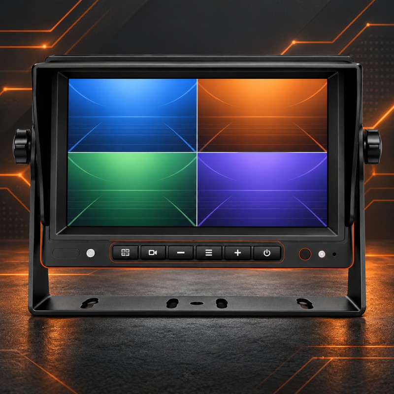 1024x600 HD Display & Recording - DP230-A 7" Quad-Split 4-Channel Commercial Vehicle Monitor