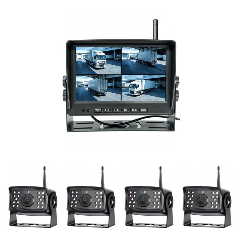 WP200-B 7" Wireless Quad-Split Monitor Kit (4-Camera Package)
