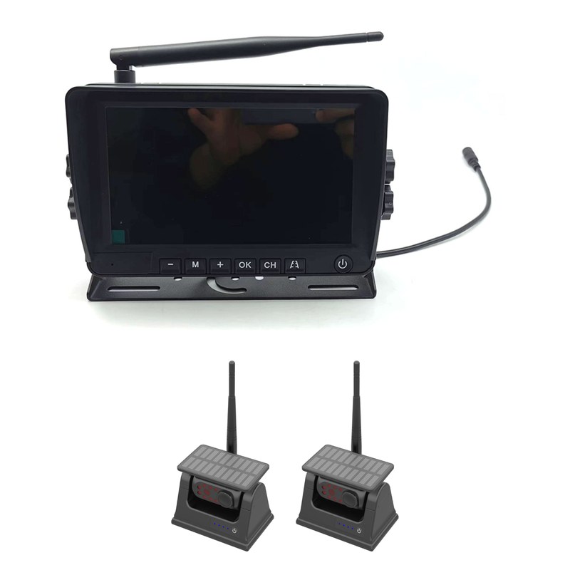 WP235 7" Wireless Dual-Split Monitor Kit with 2 Solar Magnetic Cameras