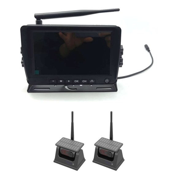 WP235 7" Wireless Dual-Split Monitor Kit with 2 Solar Magnetic Cameras