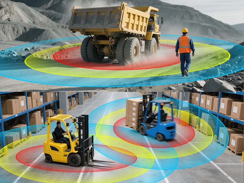 Proximity warning system used on industrial equipment