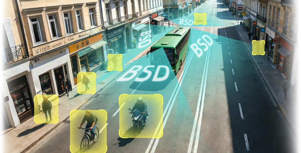 Vehicle safety sensors covering nearby road users