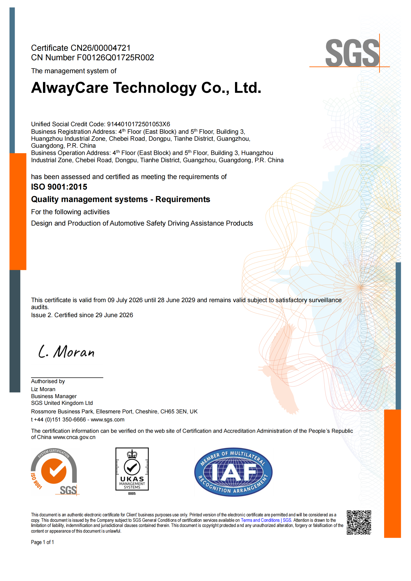 25 Years of Driving Safety Excellence: AlwayCare Renews ISO 9001:2015 Certification