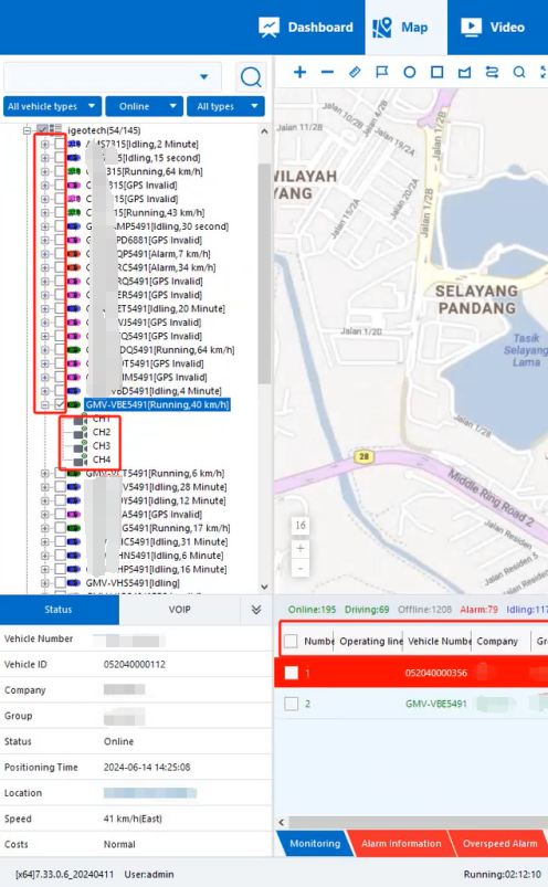 CareDrive CMS live vehicle tracking and video monitoring interface part 1