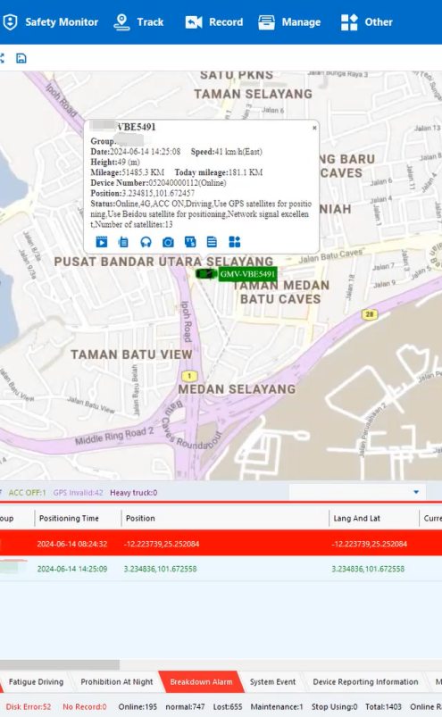 CareDrive CMS live vehicle tracking and video monitoring interface part 2